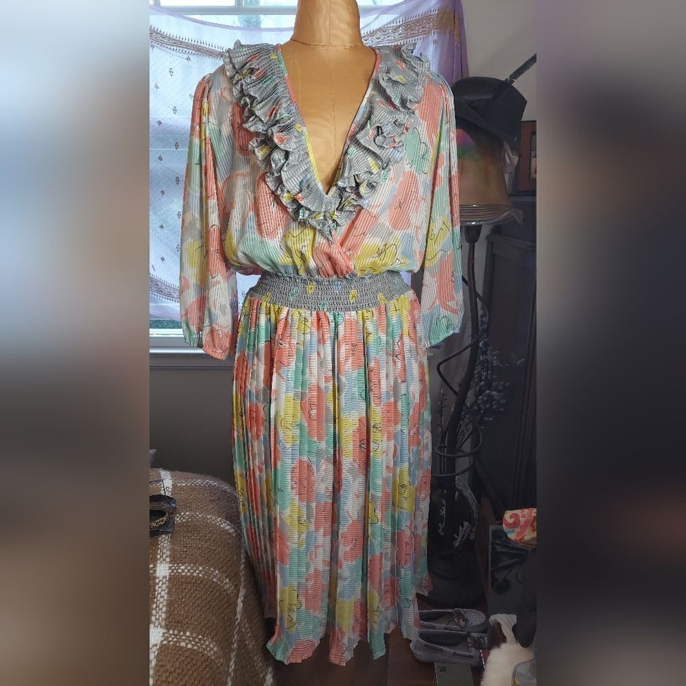 Vintage Accordion Party Dress Size M 